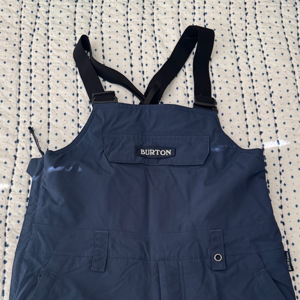 Youth M Burton Navy Snow Bib with Black Straps